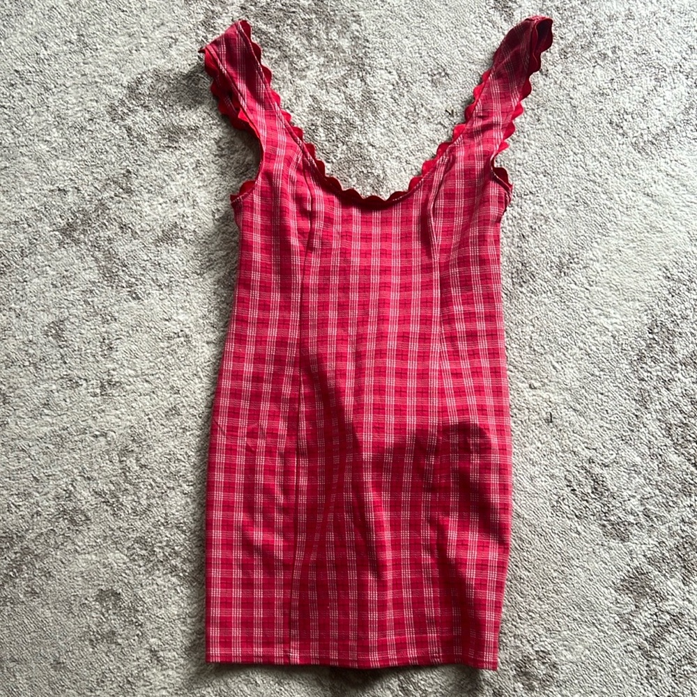Red Plaid Sleeveless Dress